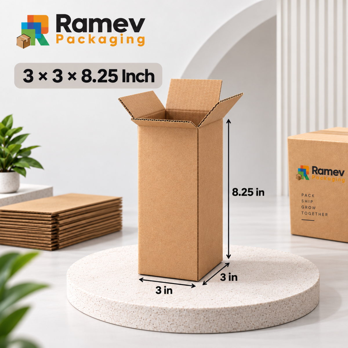 Open kraft box 3x3x8.25