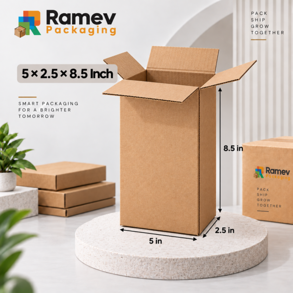 5 X 2.5 X 8.5 Inch - 3 Ply Corrugated Box - Image 1