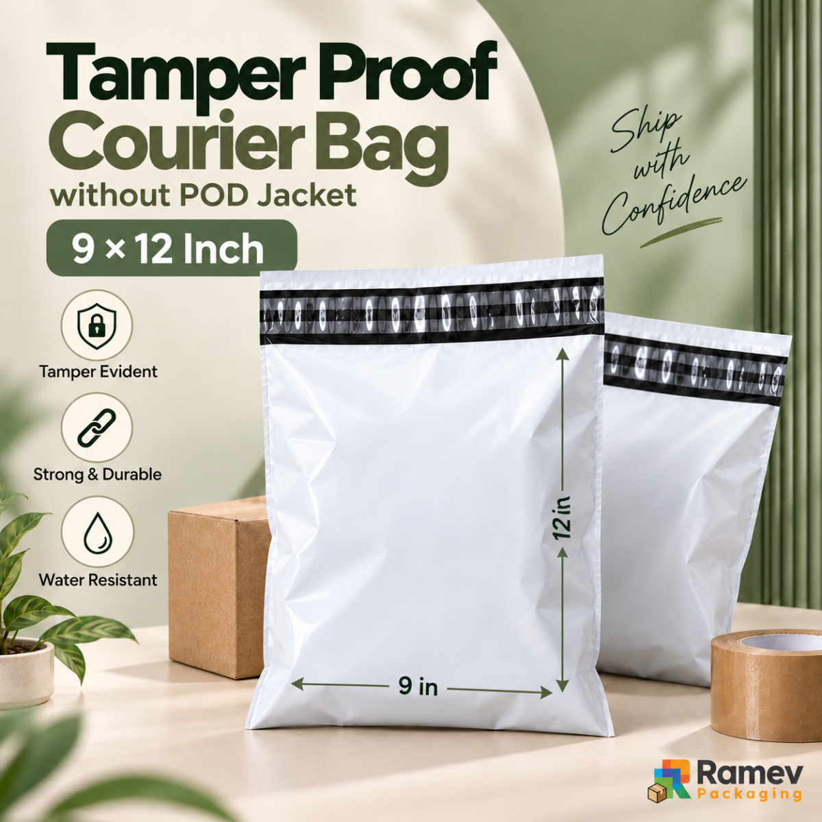 Tamper-proof courier bag 9×12 inch