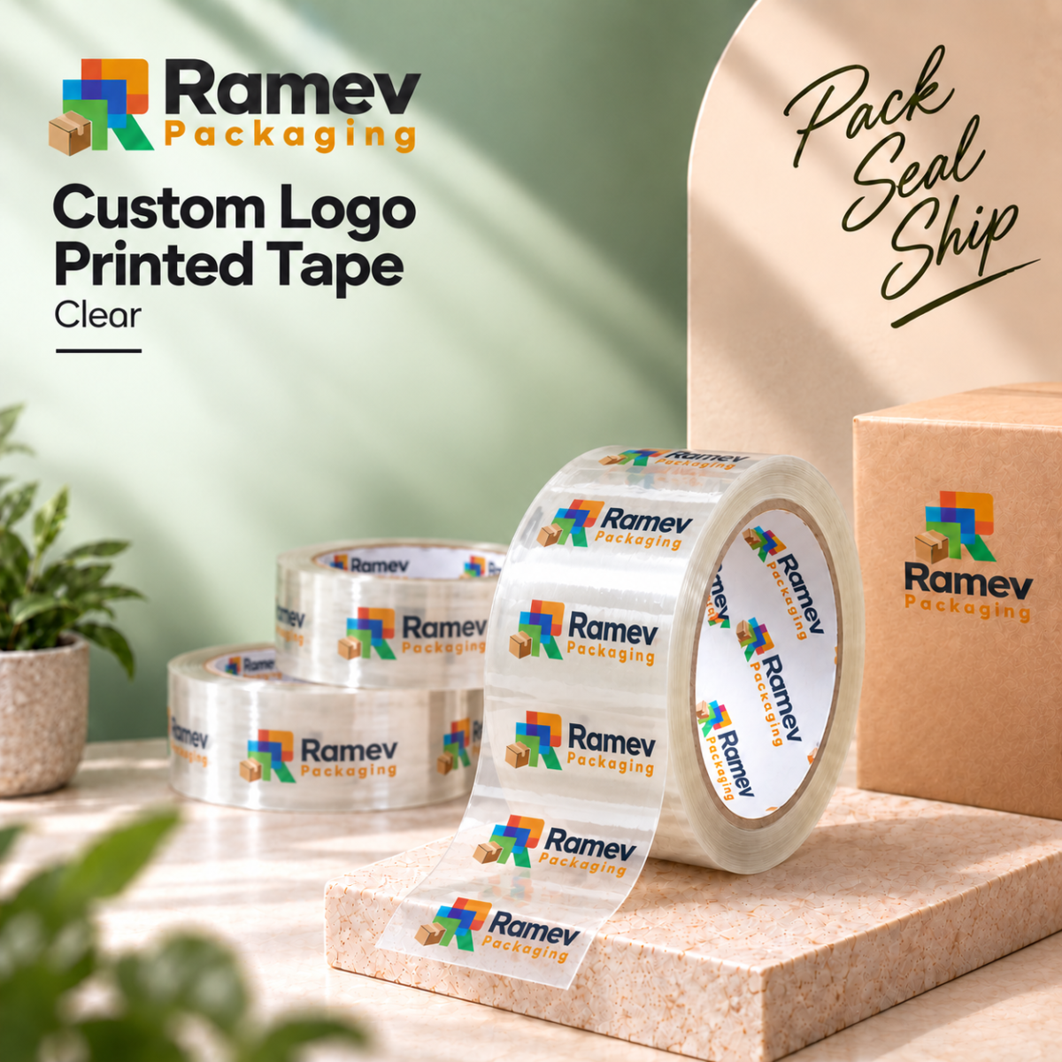 custom logo tape - clear